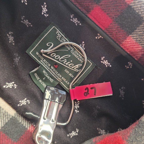 Woolrich Womens Ruby Multi Red Black Plaid Zip Pockets Wool Blend Jacket Large - Picture 7 of 10